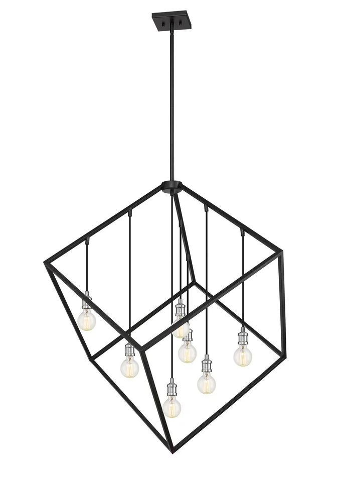 Z-Lite 478P44-MB-BN Vertical Seven Light Pendant, Matte Black / Brushed Nickel