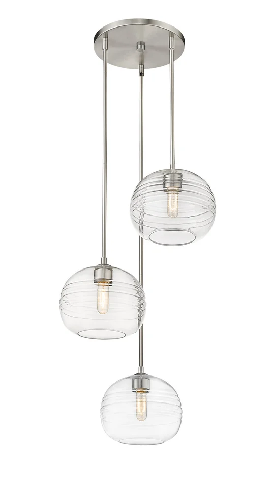 Z-Lite 486P10-3R-BN Harmony Three Light Pendant, Brushed Nickel