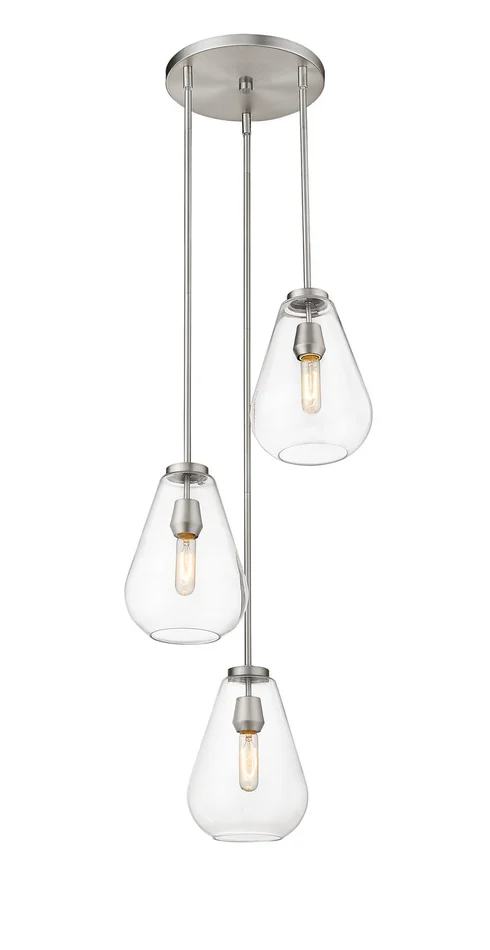 Z-Lite 488P8-3R-BN Ayra Three Light Pendant, Brushed Nickel