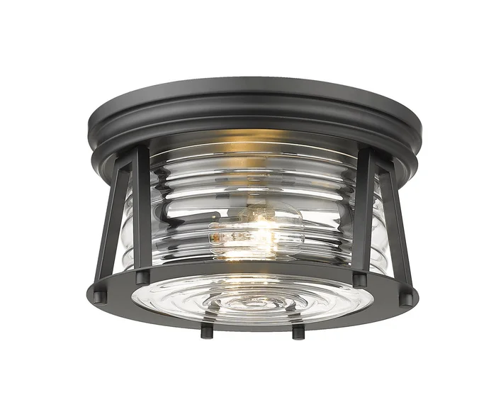 Z-Lite 491F2-MB Cape Harbor Two Light Flush Mount, Matte Black