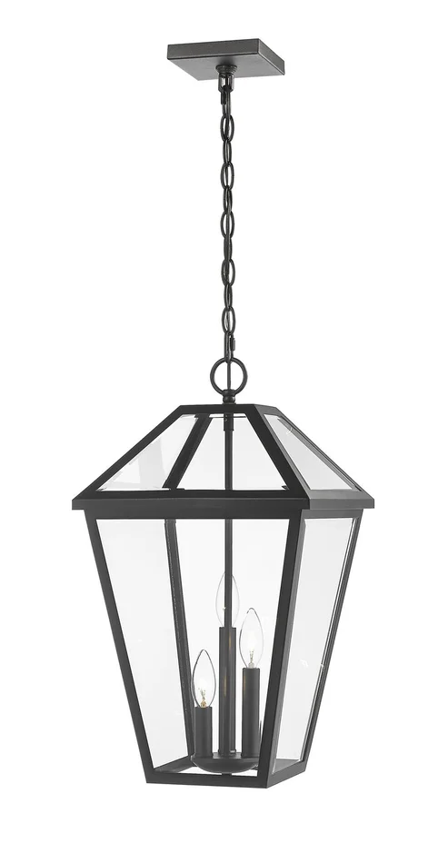 Z-Lite 579CHXL-BK Talbot Three Light Outdoor Chain Mount Ceiling Fixture, Black