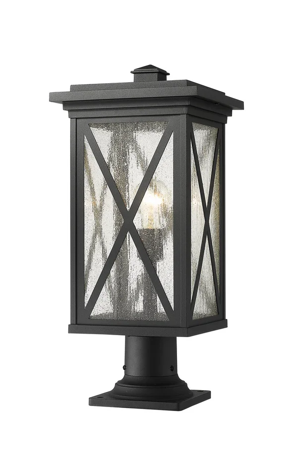 Z-Lite 583PHBR-533PM-BK Brookside One Light Outdoor Pier Mount, Black