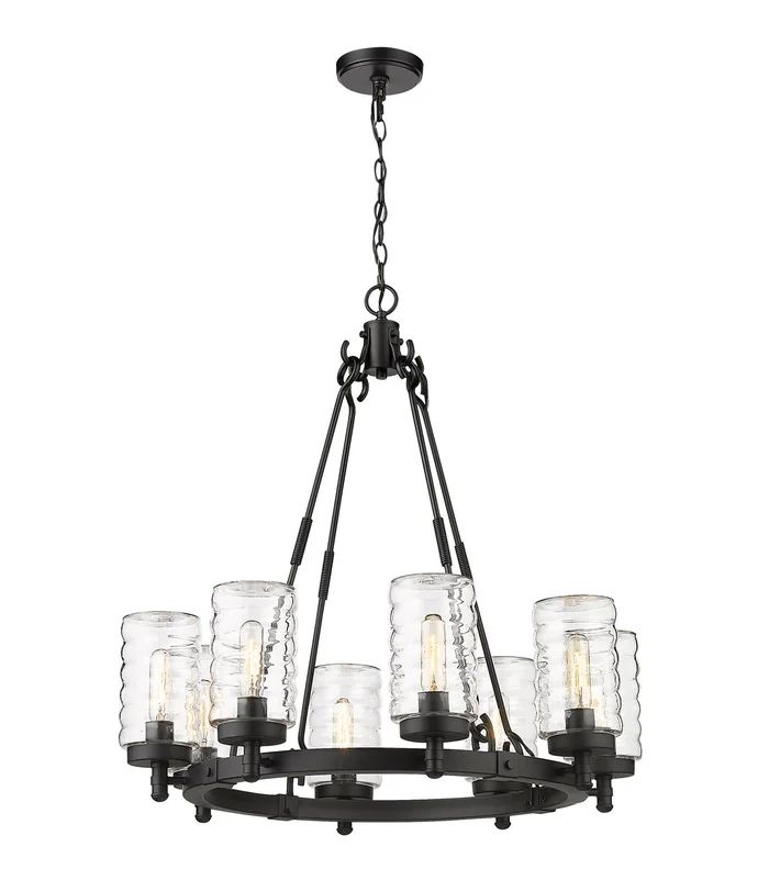Z-Lite 588-8BK Tahoe Eight Light Outdoor Pendant, Matte Black