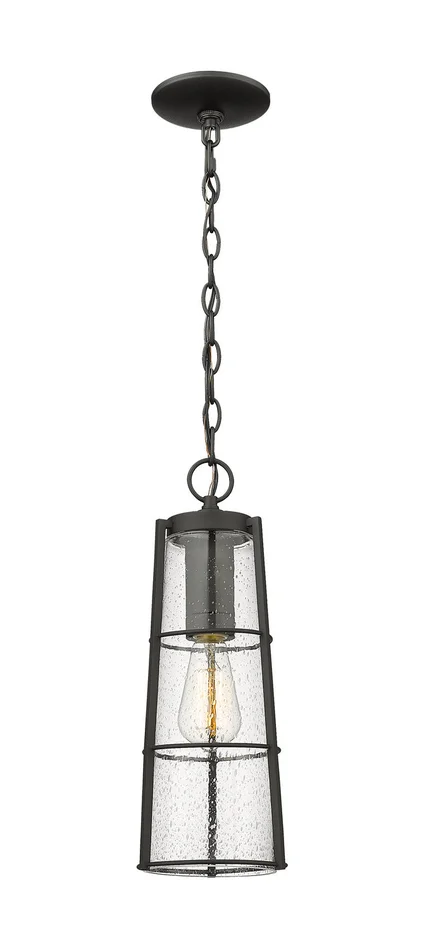 Z-Lite 591CHB-BK Helix One Light Outdoor Chain Mount Ceiling Fixture, Black