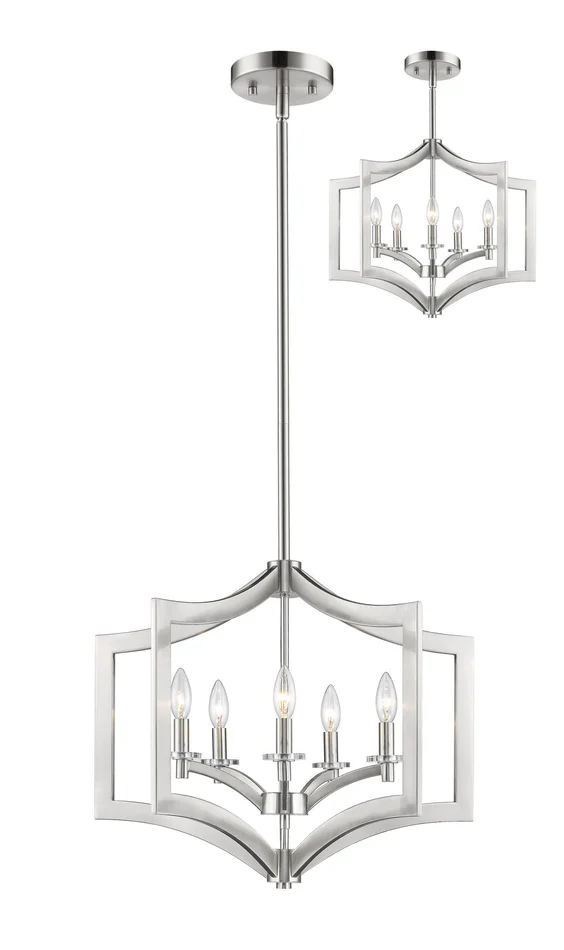 Z-Lite 6008-5BN Zander Five Light Pendant, Brushed Nickel