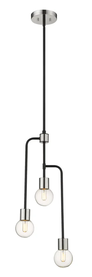 Z-Lite 621-3MB-PN Neutra Three Light Chandelier, Matte Black / Polished Nickel