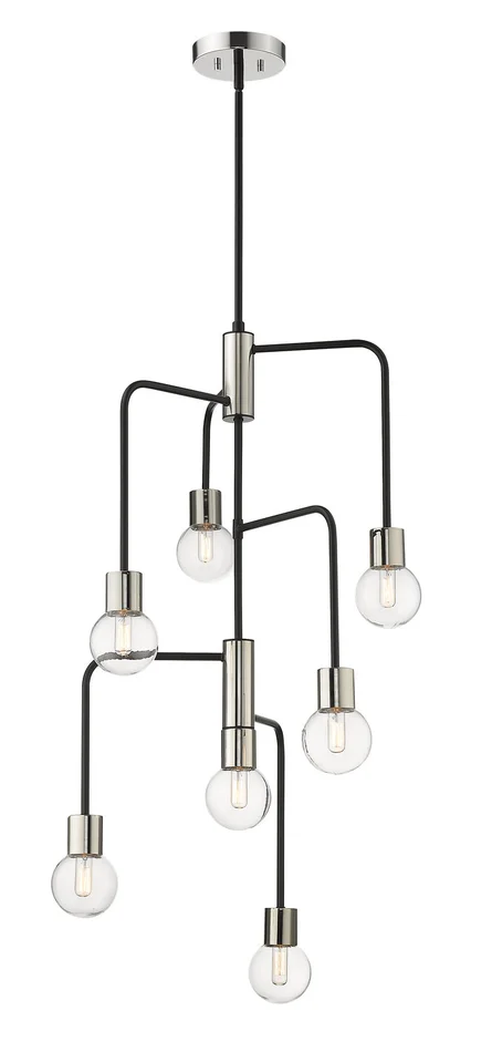 Z-Lite 621-7MB-PN Neutra Seven Light Chandelier, Matte Black / Polished Nickel
