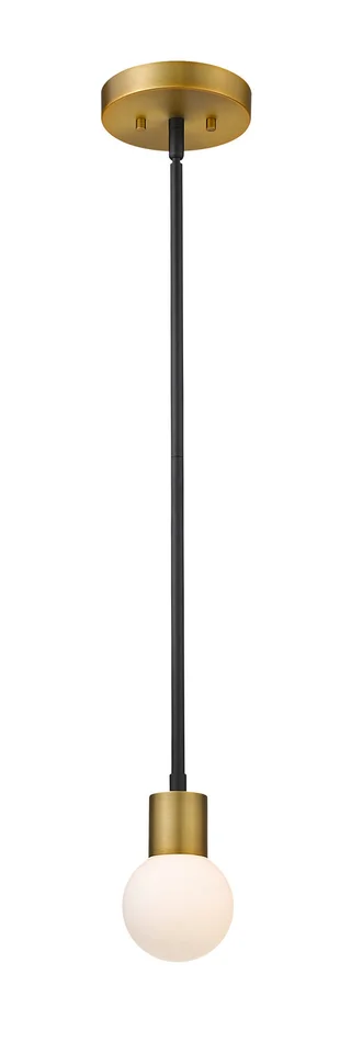 Z-Lite 621MP-MB-FB Neutra One Light Mini Pendant, Matte Black / Foundry Brass