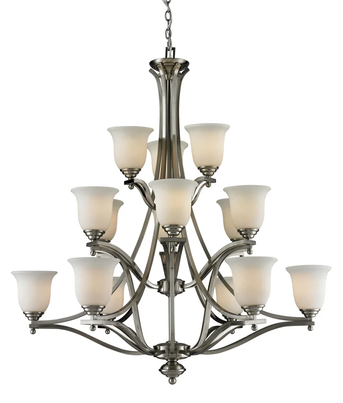 Z-Lite 704-15-BN Lagoon 15 Light Chandelier, Brushed Nickel