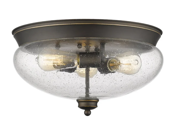Z-Lite 722F3-OB Amon Three Light Flush Mount, Olde Bronze