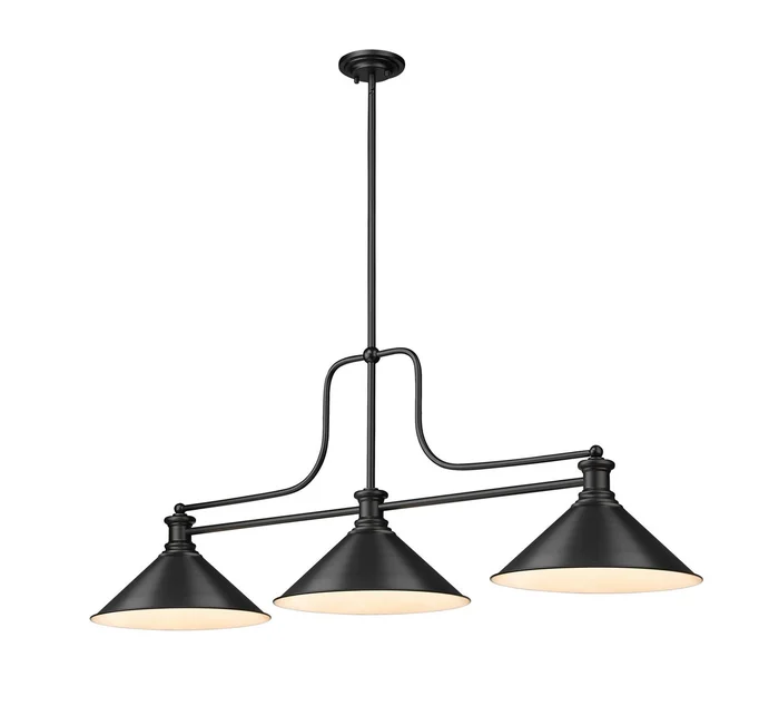Z-Lite 725-3MB-MB15 Melange Three Light Island Pendant, Matte Black
