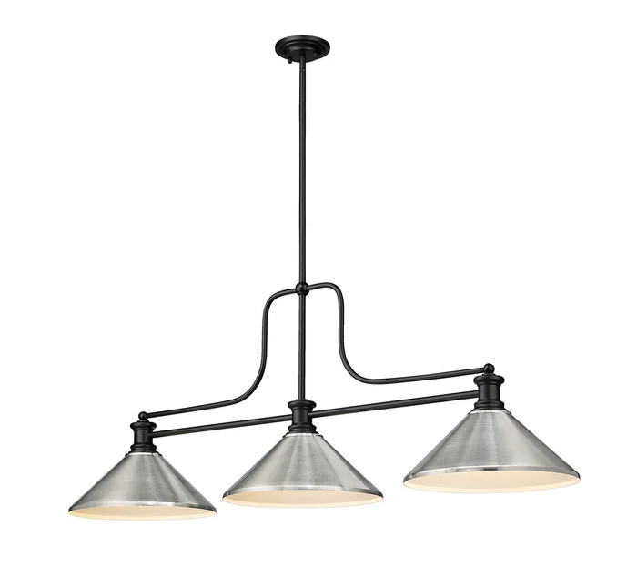 Z-Lite 725-3MB-MBN Melange Three Light Island Pendant, Matte Black