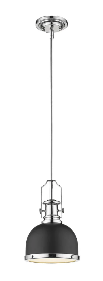 Z-Lite 725MP-MB+CH Melange One Light Mini Pendant, Matte Black / Chrome