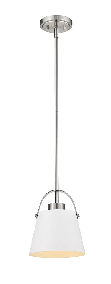 Z-Lite 726MP-MW+BN Z-Studio One Light Mini Pendant, Matte White / Brushed Nickel