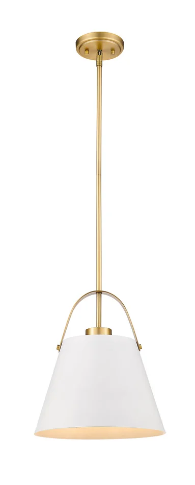 Z-Lite 726P-MW+HBR Z-Studio One Light Pendant, Matte White / Heritage Brass