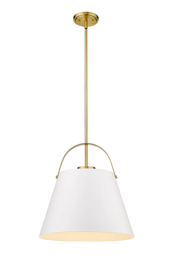 Z-Lite 726P18-MW+HBR Z-Studio One Light Pendant, Matte White / Heritage Brass