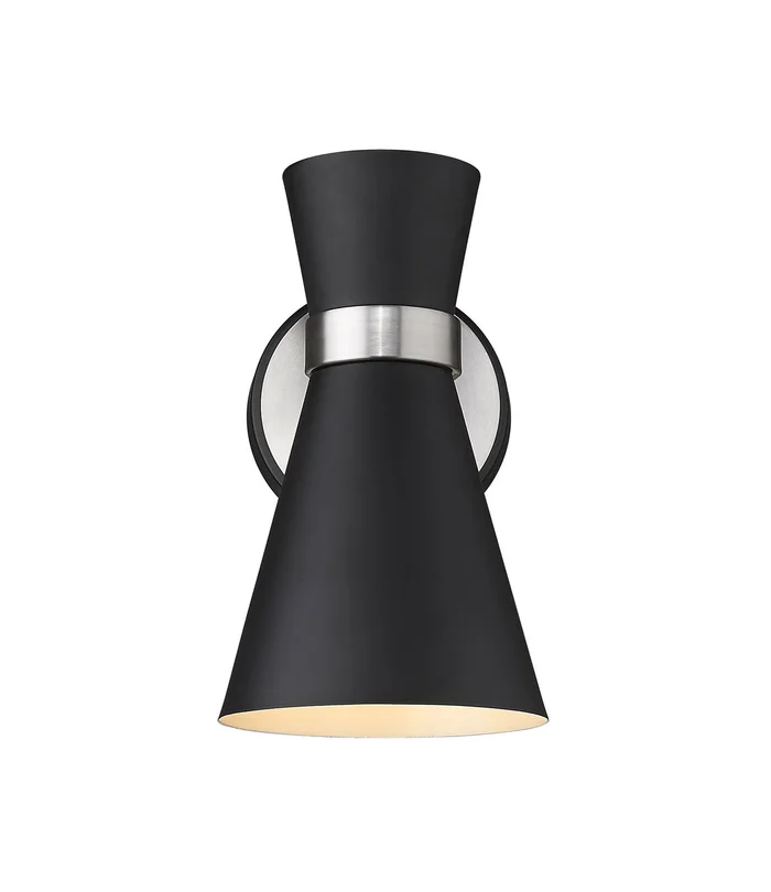 Z-Lite 728-1S-MB-BN Soriano One Light Wall Sconce, Matte Black / Brushed Nickel
