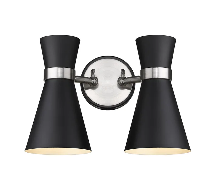 Z-Lite 728-2S-MB-BN Soriano Two Light Wall Sconce, Matte Black / Brushed Nickel