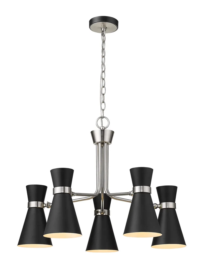 Z-Lite 728-5MB-BN Soriano Five Light Chandelier, Matte Black / Brushed Nickel