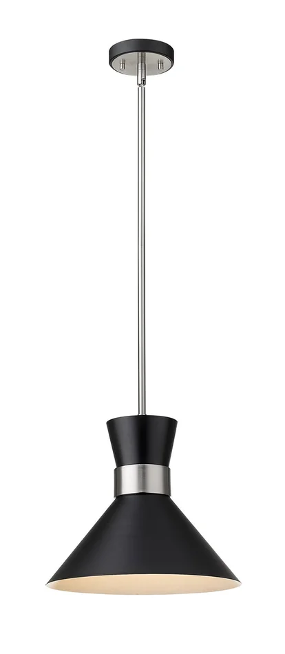 Z-Lite 728P13-MB-BN Soriano One Light Pendant, Matte Black / Brushed Nickel