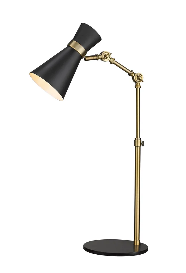 Z-Lite 728TL-MB-HBR Soriano One Light Table Lamp, Matte Black / Heritage Brass
