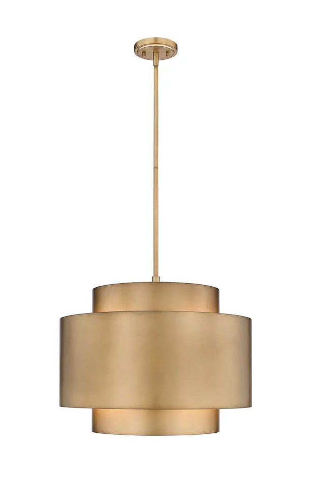Z-Lite 739P24-RB Harlech Three Light Pendant, Rubbed Brass