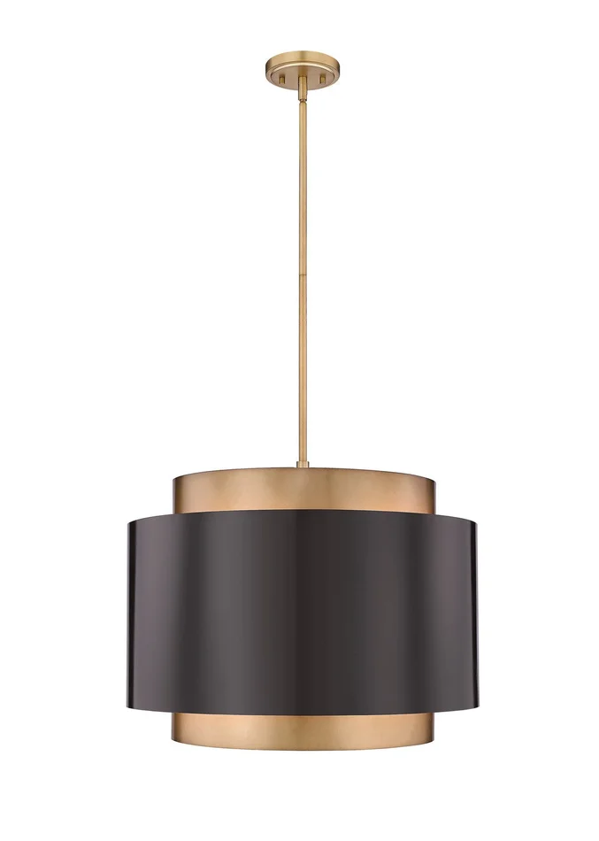 Z-Lite 739P32-BRZ-RB Harlech Four Light Pendant, Bronze / Rubbed Brass