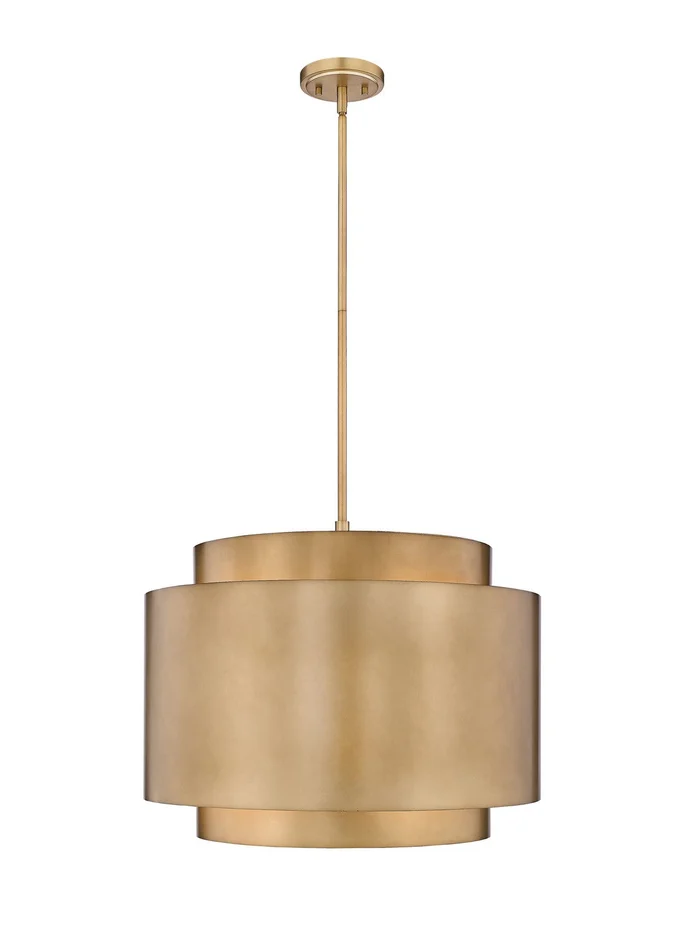 Z-Lite 739P32-RB Harlech Four Light Pendant, Rubbed Brass