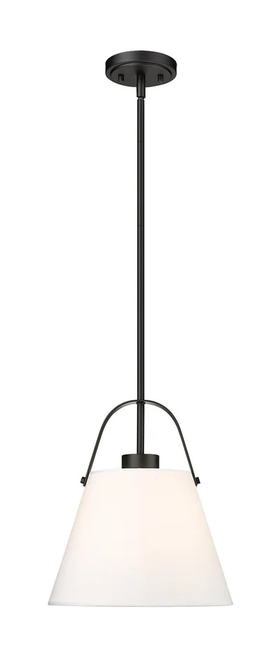 Z-Lite 743P12-MB Z-Studio Linen Pendant One Light Pendant, Matte Black