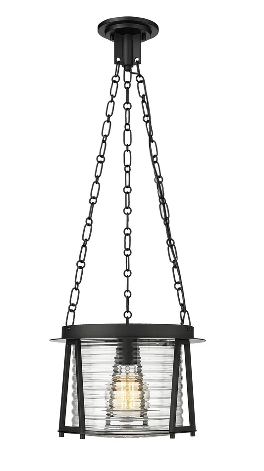 Z-Lite 7503P13-MB Cape Harbor Pendant One Light Pendant, Matte Black