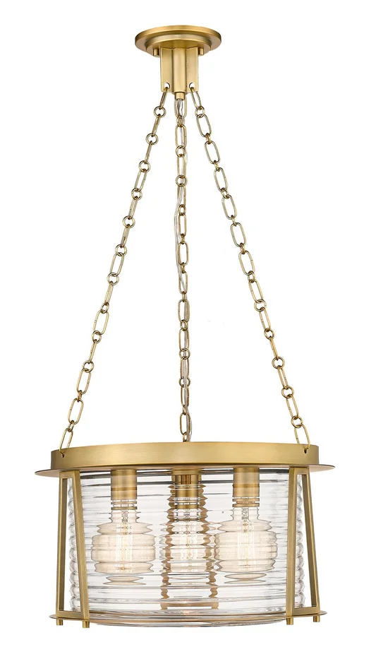 Z-Lite 7503P18-RB Cape Harbor Pendant Three Light Pendant, Rubbed Brass