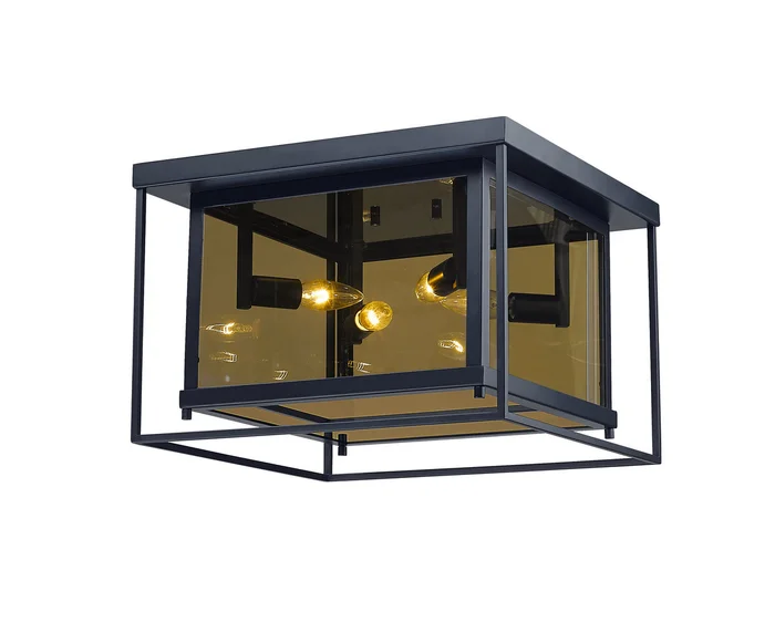 Z-Lite 802F16-MC Infinity Four Light Flush Mount, Misty Charcoal