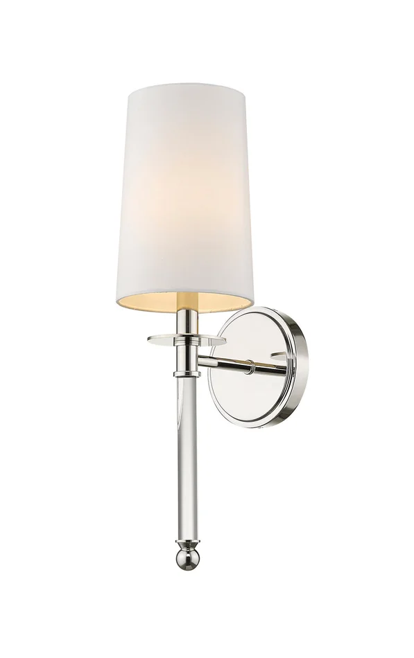 Z-Lite 808-1S-PN Mila One Light Wall Sconce, Polished Nickel