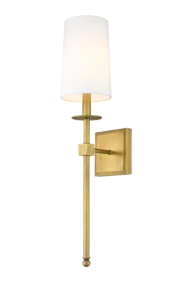 Z-Lite 811-1S-RB-WH Camila One Light Wall Sconce, Rubbed Brass