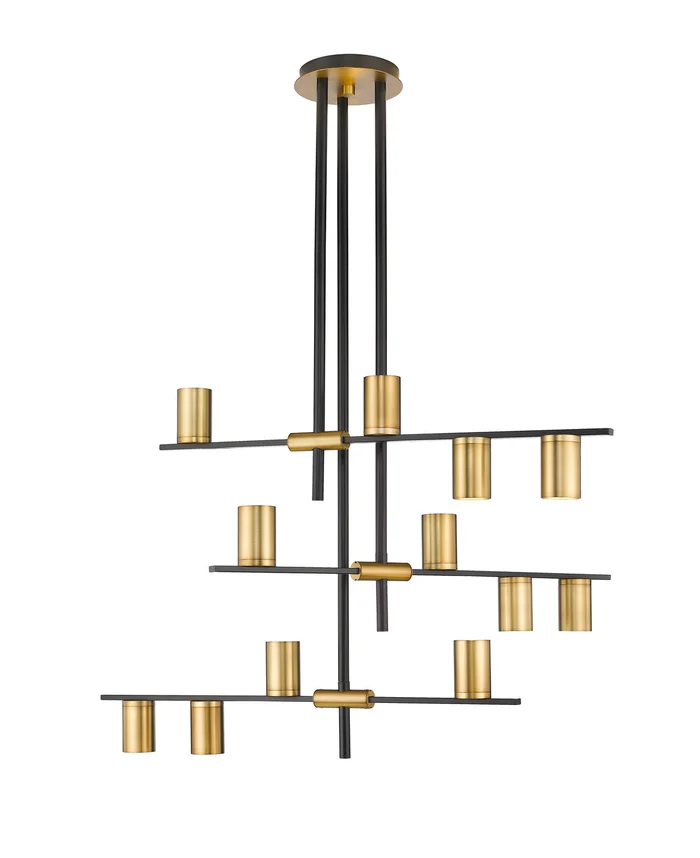 Z-Lite 814-12MB-OBR Calumet 12 Light Chandelier, Matte Black / Olde Brass