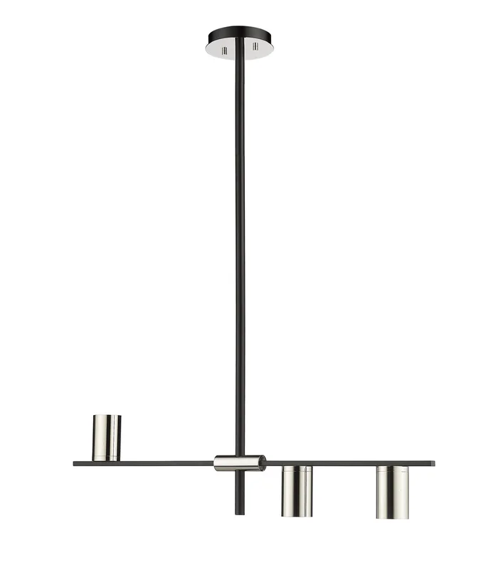 Z-Lite 814-3L-MB-PN Calumet Three Light Island Pendant, Mate Black / Polished Nickel