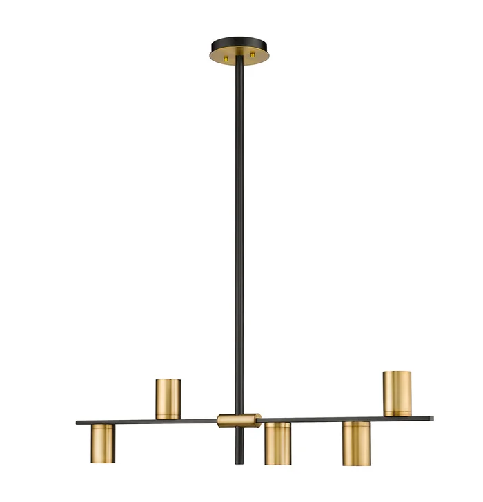 Z-Lite 814-5L-MB-OBR Calumet Five Light Island Pendant, Matte Black / Olde Brass