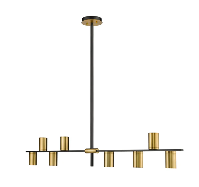 Z-Lite 814-8L-MB-OBR Calumet Eight Light Island Pendant, Matte Black / Olde Brass