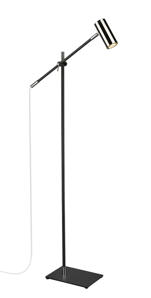 Z-Lite 814FL-MB-PN Calumet One Light Floor Lamp, Matte Black / Polished Nickel