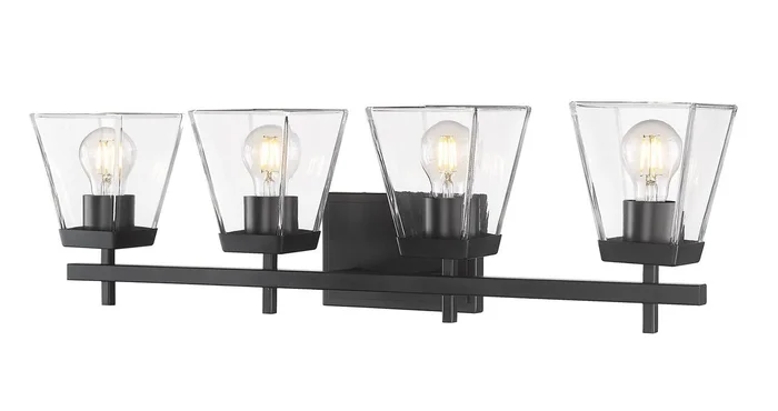 Z-Lite 819-4V-MB Lauren Four Light Vanity, Matte Black