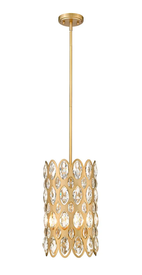 Z-Lite 822P9-HB Dealey Three Light Pendant, Heirloom Brass