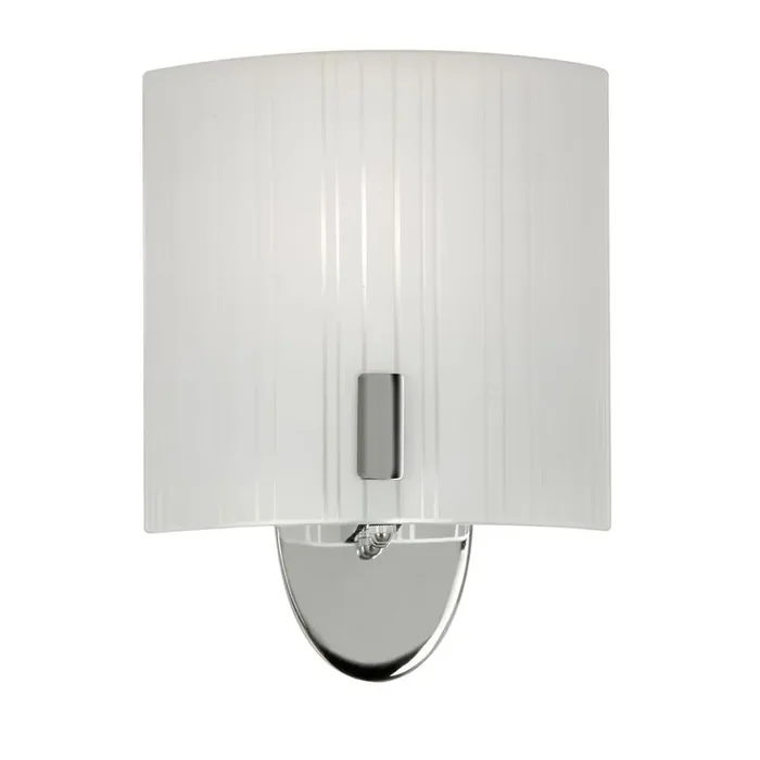 Zafra Polished Chrome & Curved Frosted Glass Wall Light