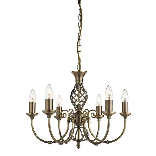 Zanzibar 6 Light Antique Brass Pendant Light