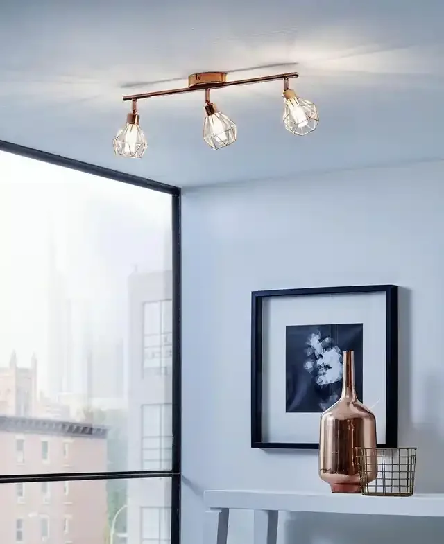 Zapata 3 Light Copper with White Satin Glass Shade Bar Spotlight