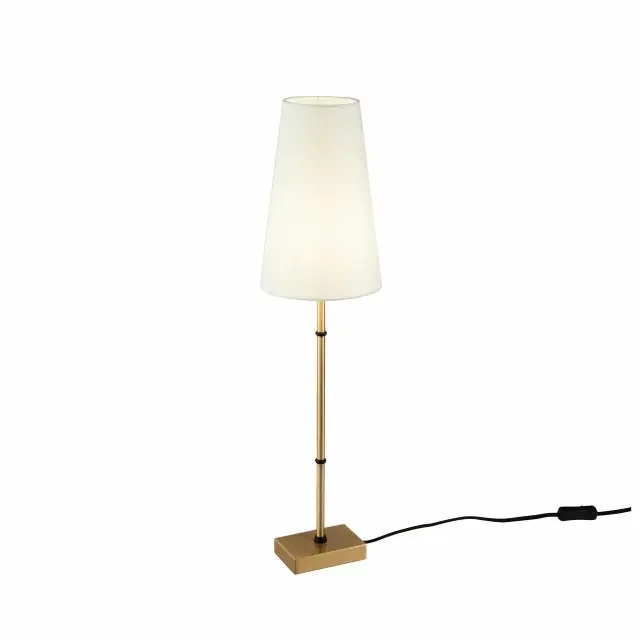 Zaragoza Matt Brass with Black and White Fabric Shade Table Lamp