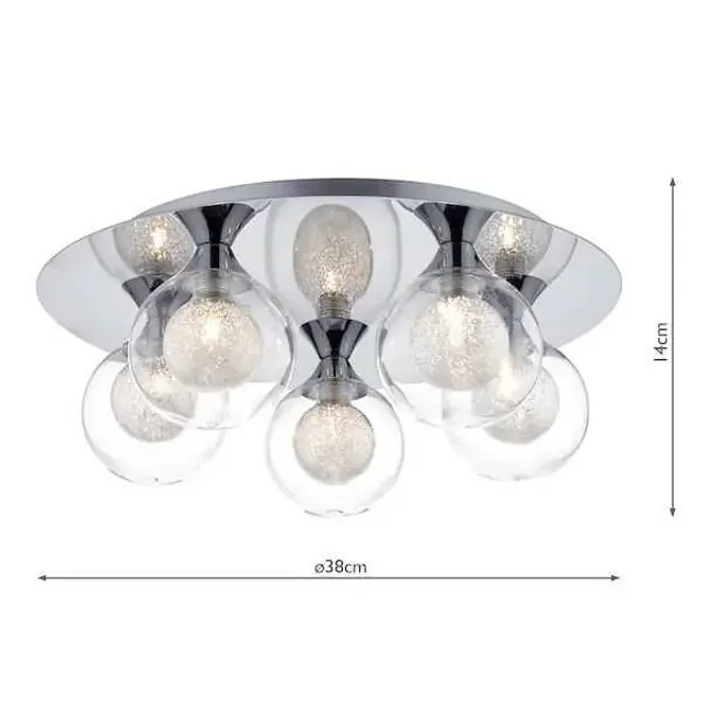 Zeke 5 Light Polished Chrome Flush Ceiling Light