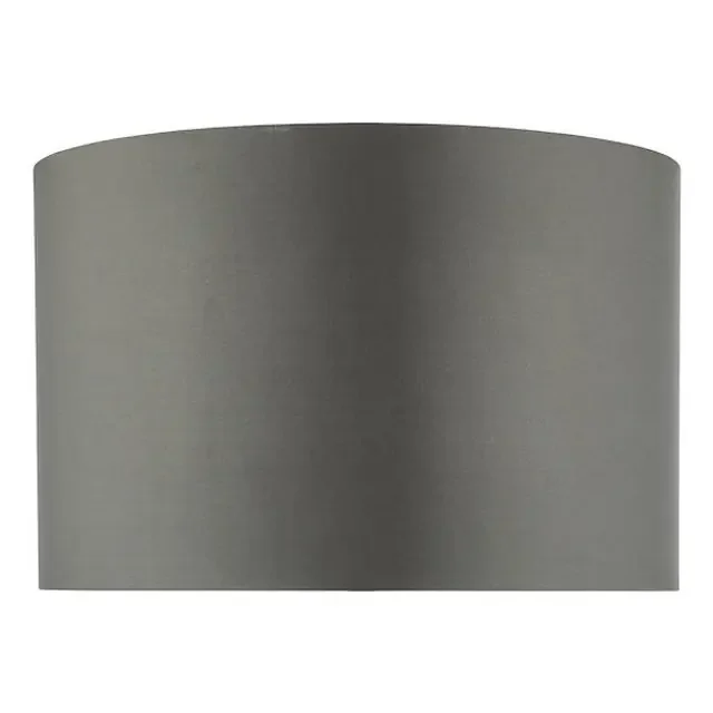 Zeya 37cm Grey Faux Silk Drum Shade Only