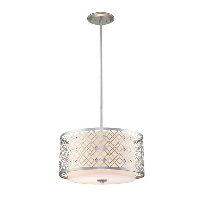 Ziggy 2 Light Lacquered Silver Shaded Pendant Light