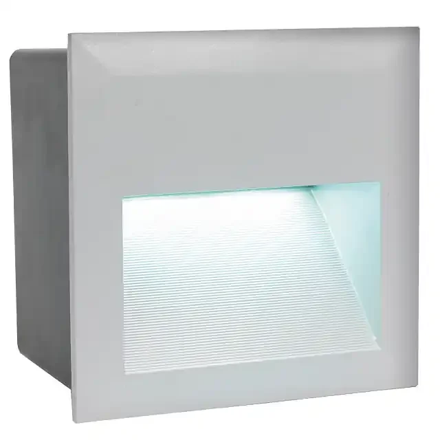 Zimba Silver Aluminium Square IP65 LED Wall Recessed Light