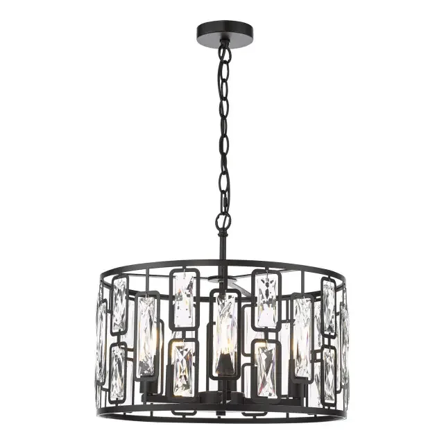Zoelle 5 Light Matt Black with Crystal Diffuser Pendant Light